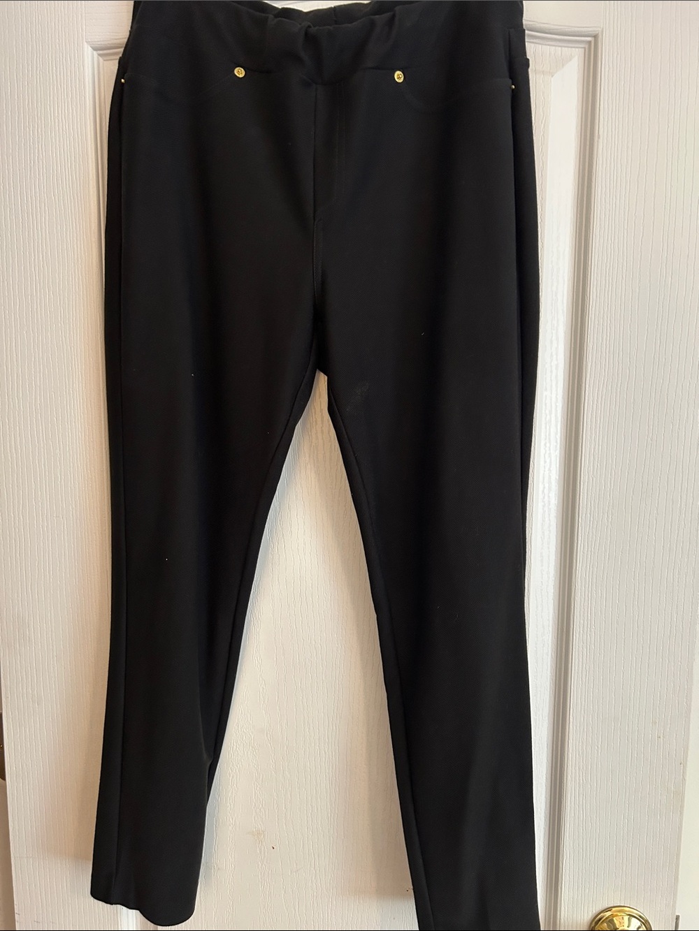 Michael Kors Black Women’s Stretch Dress Pants with Gold Rivet Accents